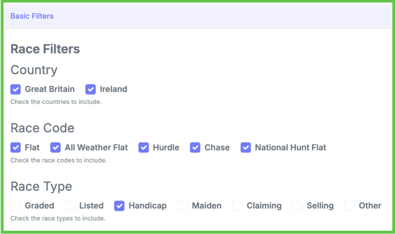 Add a filter for handicap races only
