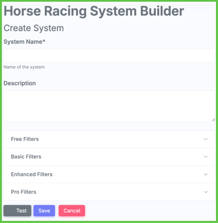 Create a new system with the BetTurtle system builder